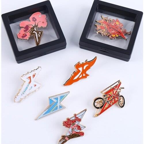Enamel Brooch Pins with Gift Box Packing Lightning Bike Flower Tree Metal Pin Brooch Shirt Badge Bag Lapel Jewelry Gift for Fans