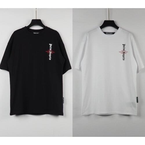Palm Angels 21SS Letter Logo Short Sleeve Round Neck Men Women T-Shirt, Unisex, Lovers, Couple Style, Cotton, Boyfriend Gift