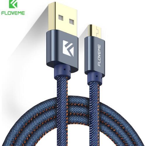 FLOVEME 2M Micro USB Cable C Type-C Charger Data Transfer Denim Mobile Phone Cables For iPhone 6 Samsung Huawei Charging Cable