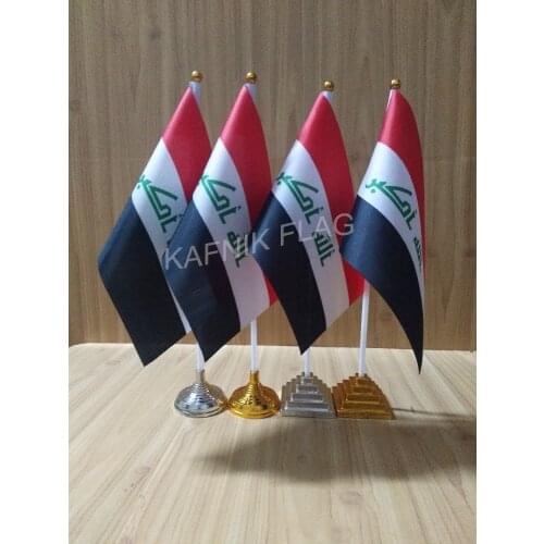 KAFNIK,5/10pcs a lot Iraq table desk flag banner 14*21cm flag /Plastic flags or suction cups for your choice free shipping