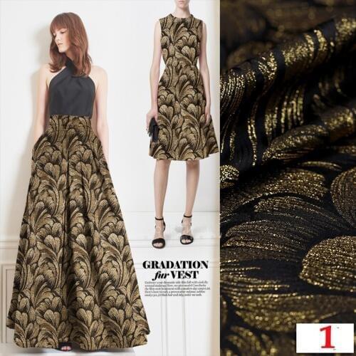HLQON High quality metallic yarn dyed brocade jacquard fabric used for dress women clothing tissue patchwork sewing