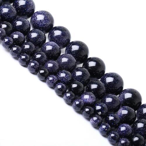1strand/lot 4 6 8 10 12 mm Natural Blue Sand Stone Round Loose Beads Spacer Bead For Jewelry Making DIY Accessories Wholesale