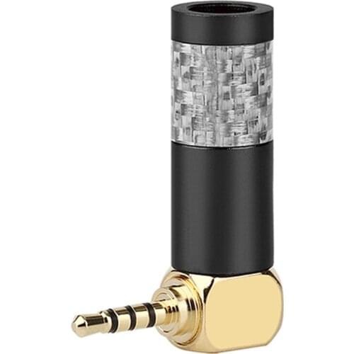 Minijack 2.5mm 90 Degree Right Angle Headphone Plug 4 Poles Carbon Fiber Gold Plated Earphone Cable 2.5 Male Audio Connector