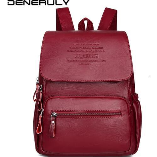Fashion Womens Backpack Large Capacity School Bag for Girls Leather Shoulder Bag for Women 2019 Casual Travel Backpack Female