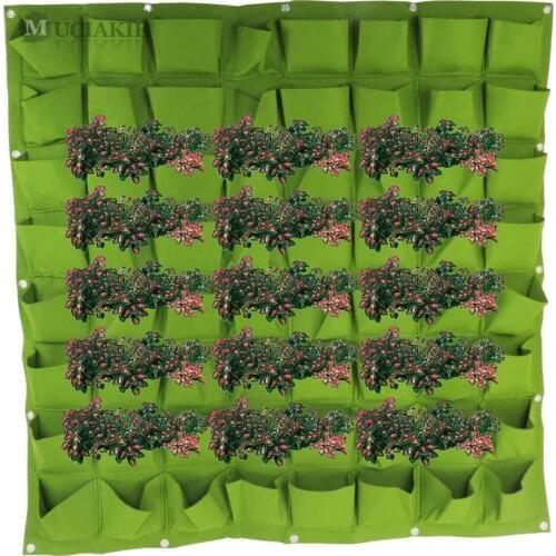 MUCIAKIE 1PC Wall Hanging Planting Bags 64 Pockets Green Grow Bag Planter Vertical Garden Vegetable Living Garden Bag Home