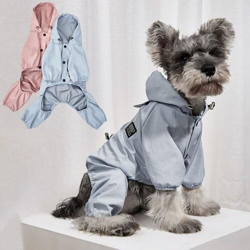 Impermeable Dog Clothes Jacket Waterproof Mesh Breathable Sweat-Absorbent Reflective Dog Raincoat Coat Pet Puppy Perro Jumpsuit