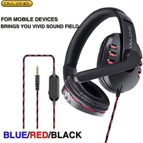 OV-P3 Stereo Mobile Gaming Headset Ovleng 3.5mm Wire Control Noise Cancelling Headphones with Microphone Suitable for PC