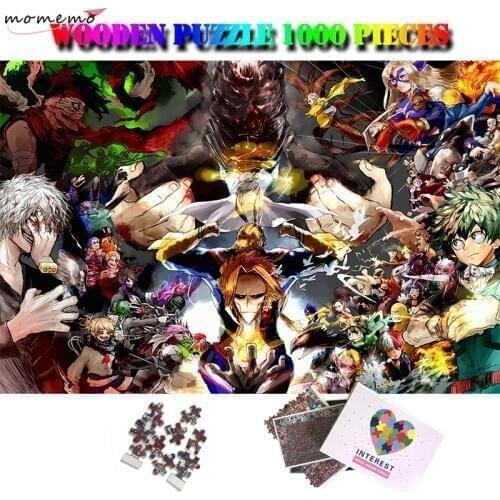 MOMEMO My Hero Academia Customized Wooden Anime 1000 Pieces Puzzle Adults High Definition Personality 1000 Piece Puzzles Toys