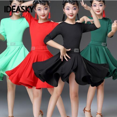 2019 girls latin dresses for dancing ballroom dance dress rumba samba velvet children samba cha cha tango skirt standard salsa