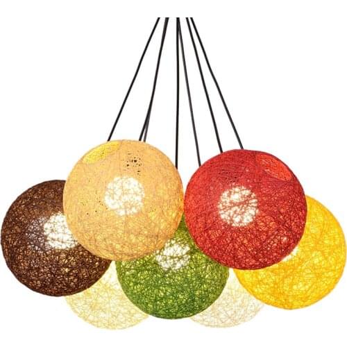 Restaurant Wicker Vine Ball Pendant Lights Bedroom Living Room Lamp Clothing Shop Window Deco Aisle Bar Hanging Lights Fixtures