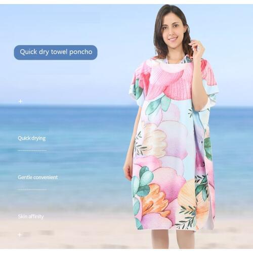 Microfiber Wetsuit Changing Robe Towel Poncho with hood Quick Dry Hooded Towels for Swimming Beach Surf Compact Beachwear Cloaks