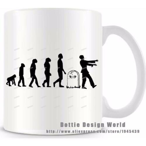 Zombie Evolution funny novelty travel mug 11 oz white coffee milk tea mug cup DIY Creative Personalized Birthday Christmas gifts