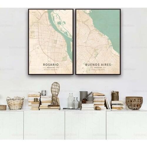 Modern Stylish Map Home Decoration Abstract Buenos Aires Rosario Argentina Poster