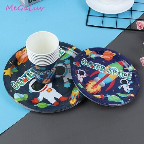 1 Set Outer Space Theme Decoration Banner Balloons UFO Spaceship Astronaut Bunting Hanging Banner Boy Kids Birthday Party Favors