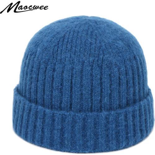 2019New Men Knitted Hat Beanie Skullcap Casual Short Wool Women Thread Hip Hop Skullcap Retro Navy Fashion Warm Beanie Skullcap