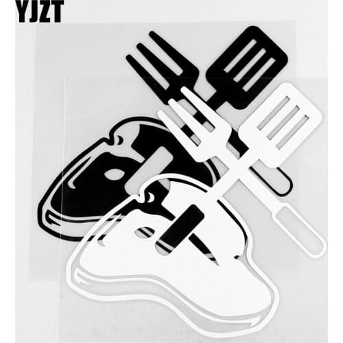 YJZT 14.6×14.6CM Personality Food Vinyl Decal Steak Art Mural Nice Car Stickers Black / Silver 10A-0753
