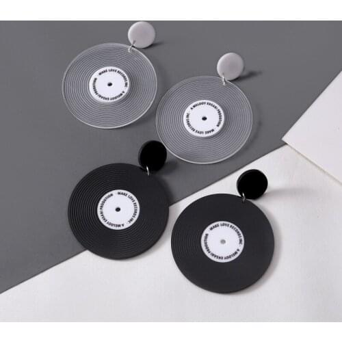 Punk Record Disc Drop Earrings Music Disk DJ Personality Earrings for Women Girls