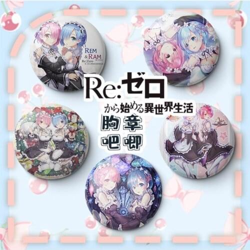 58mm Re ZERO Starting Life in Another World Badge Anime Tinplate Cartoon Character Badge Gift Can Be Customized