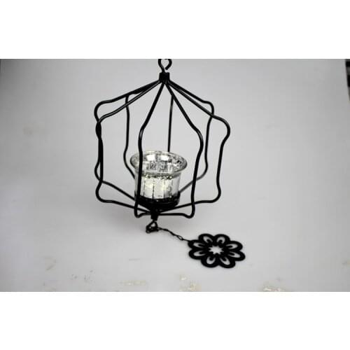 1PC Retro Pastoral Style Iron White Black Red House Romantic Lantern Tea Light Candle Holder Wedding Table House Decor MK027