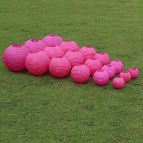 10 Pieces 6-8-10-12-14-16 Inch Hot Pink Chinese Paper Lanterns For Wedding Party Decoration Hanging Paper Lanterns