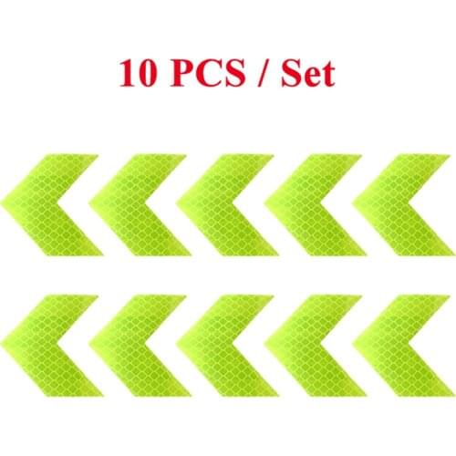 10pcs Car Sticker Reflective Arrow Sign Tape Warning Safety Sticker For Car Bumper Trunk Motorcycle Reflector Tape Car Styling