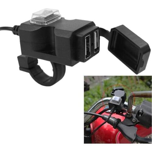 12V-24V Dual USB Motorbike Motorcycle Handlebar Charger Adapter Waterproof Power Supply Socket For Phone