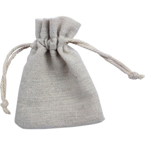 50pcs/lot)170g/m2 small linen bag drawstring promotional pouch can customize logo and size