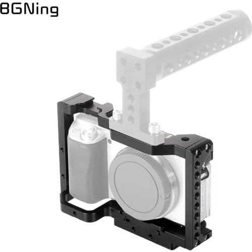 Aluminum Camera Cage Frame Video Film Rig with 1/4 3/8 Screw Hole Cold Shoe Mount for Sony A6500 A6400 A6300 A6000 SLR Accessory