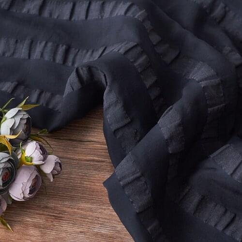 Atroceruleous silk linen fabric Striped crepe fabrics Spring and summer clothing tissu