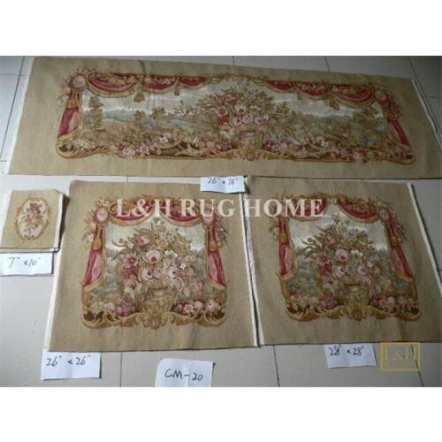 Free Shipping French Aubusson hand woven wool sofa and chair cover set 1:4 with arms, Aubusson sofa cover set