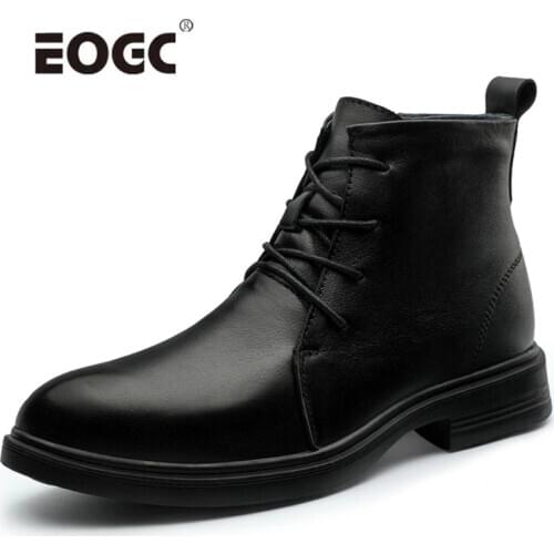Natural Leather Boots Men High Quality Outdoor Autumn Winter Shoes Men Comfort Lace Up Non Slip Ankle Snow Boots Shoes