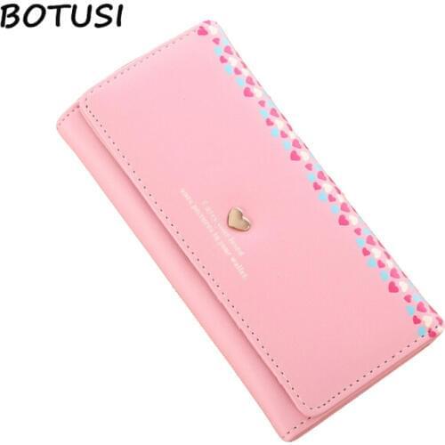 BOTUSI Loving Heart Colorful Summer Wallet for Women Hasp Simple Ladies Long Wallets Lady Girls Coin Purses Credit Card Bag