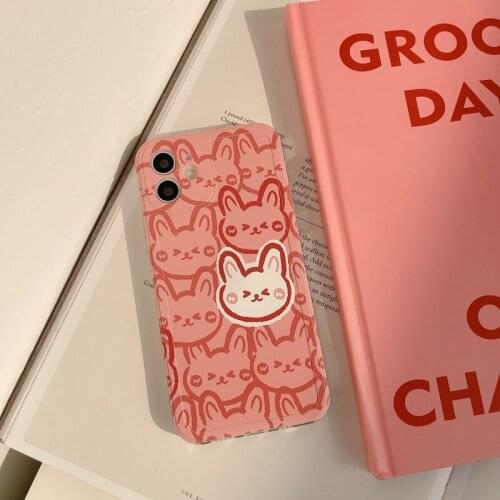 Phone case mobile shell for iphone11 XR XS 7/8/SE 2020 11pro Xs 7p/8plus X/Xs 12 12pro/max 12mini ins cute cartoon rabbit girl