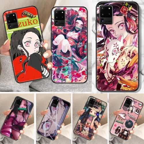 Demon Slaye Kamado Nezuko Phone case For Samsung Galaxy Note 4 8 9 10 20 S8 S9 S10 S10E S20 Plus UITRA Ultra black silicone
