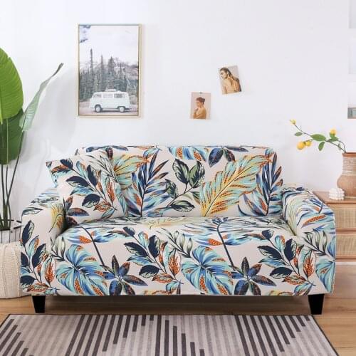 Color Leaf Printed Sofa Cover Chaise Longue for Living Room,Elastic All-Inclusive Anti-Skid 1 2 3 4 Seater