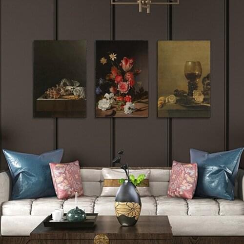 Flowers Canvas Art Poster Nordic Style Decorative Print Wall Painting Scandinavian Shell Decoration Picture Retro Home Decor