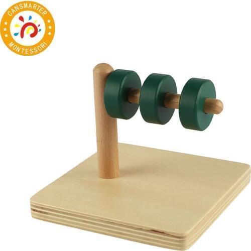 Montessori Kids Toy High-Quality Wooden Discs on Horizontal Dowel Educational Early Learning