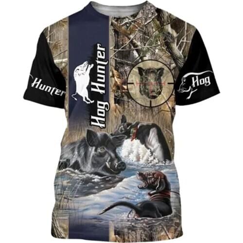 3D Printed T Shirts Hunting Boar T-Shirt Harajuku Streetwear women men Funny Tshirts Short sleeve Drop shipping 02