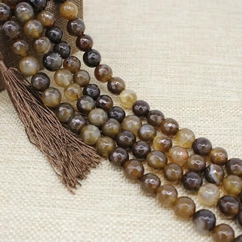 Faceted Round Loose Coffee Agates Stone Beads Coffee Stone Beads 6/8/10/12MM for Jewelry Making Bracelet Earrings Necklace Beads