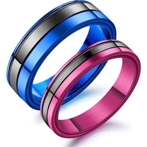 Personality Stainless Steel Men Rings for Women Fashion Couple Engagement Colour Jewelry Female Gift Wedding Bands