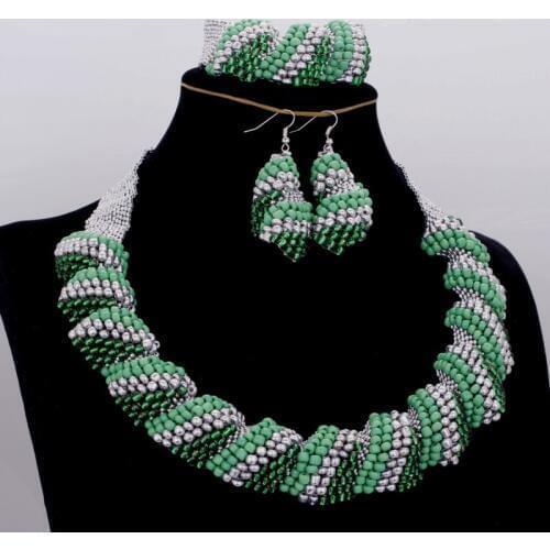 Dudo JEWELRY African Wedding Beads Jewelry Set Women Green Antique Set Nigerian Wedding Necklace Set Free Shipping 2018