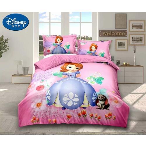 Disney Girl Bedding Set dorm room Princess Sofia duvet cover pillowcase sheet Children bed Quilt Cover bed set