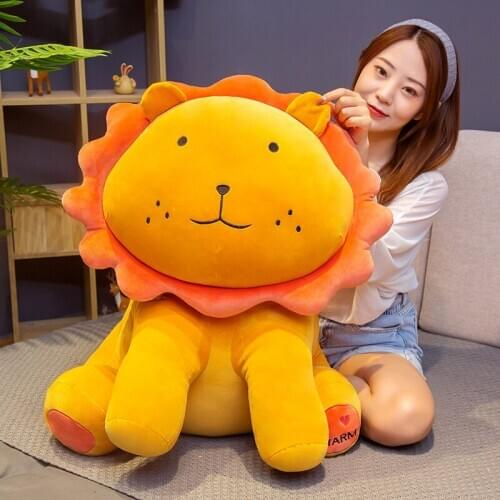 55/70cm Cute Huge Sunflower Plush Lion Toys Stuffed Baby Doll Soft Forest Animal Toys for Children Huggable Pillow Gift for Kids