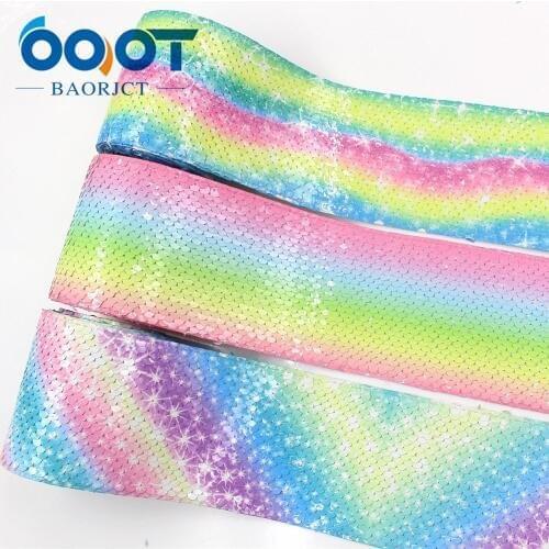 OOOT BAORJCT I-19410-905,Printing Sequin Shiny Glitter Cartoon 3'' Ribbon DIY Hairbows Accessories Wedding Party Decoration 2y