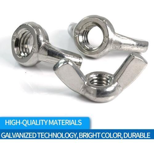 Luhuihcang 5-10pcs Butterfly Wing Nuts M3 M4 M5 M6 M8 M10 Stainless Steel Wing Nuts Zinc Plated Hand Tighten Nut DIN315
