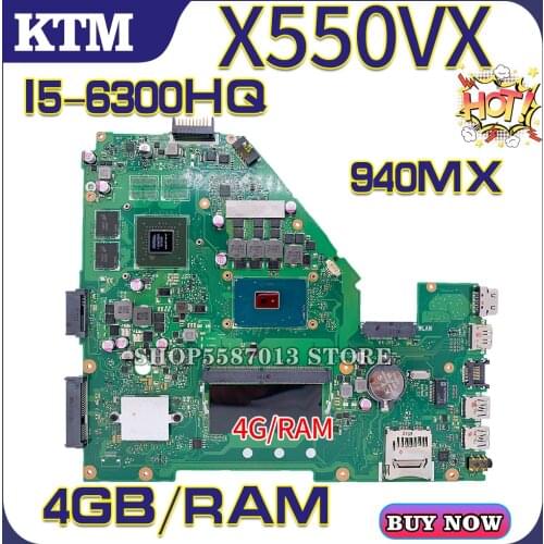 FH5900V for ASUS A550V X550VX X550VXK X550VQ W50V FX50V FZ50V 2.0 laptop motherboard mainboard 100% test OK I5-6300H cpu 4G/RAM