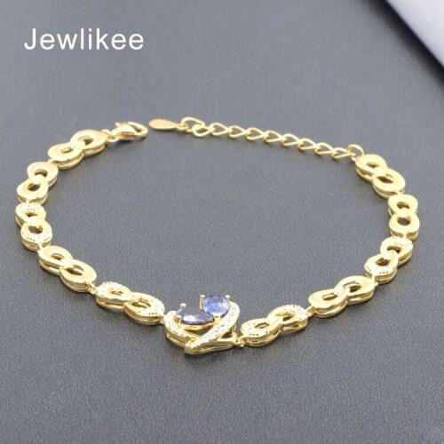 Jewlikee 14K Gold Plated 925 Sterling Silver Cubic Zirconia Fashion Bracelet| Birthstone Bracelet