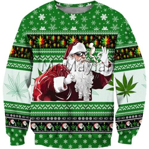 Christmas Santa Weeds 3D Printed Jacket Men/Women Harajuku Hoodie Unisex Casual Streetwear Sweatshirt Pullover Sudadera Hombre