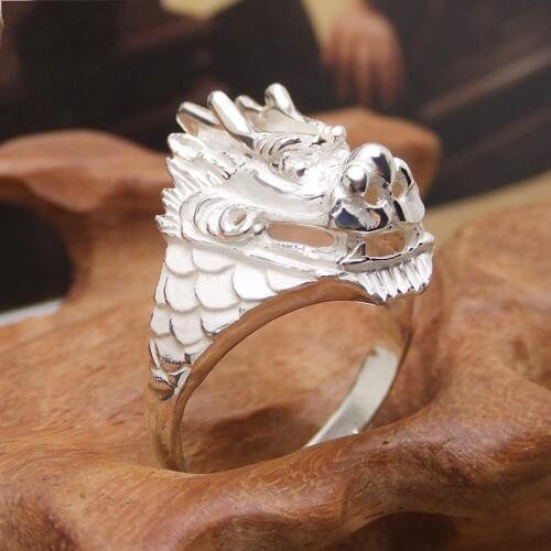 990 sterling silver ring mens dragon Bibcock ring ring personality Men domineering Lettering manual accessories