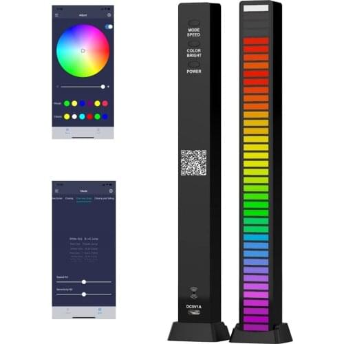 Music Spectrum LED Light Audio Level Indicator Pickup Rhythm for Car Player Atmosphere Bedroom Ambient Lighting (40 LED Black)